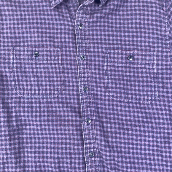 VTG J Crew Work Shirt Mens Med Purple Chamois Flannel Button Up Rugged Gingham - Picture 4 of 9